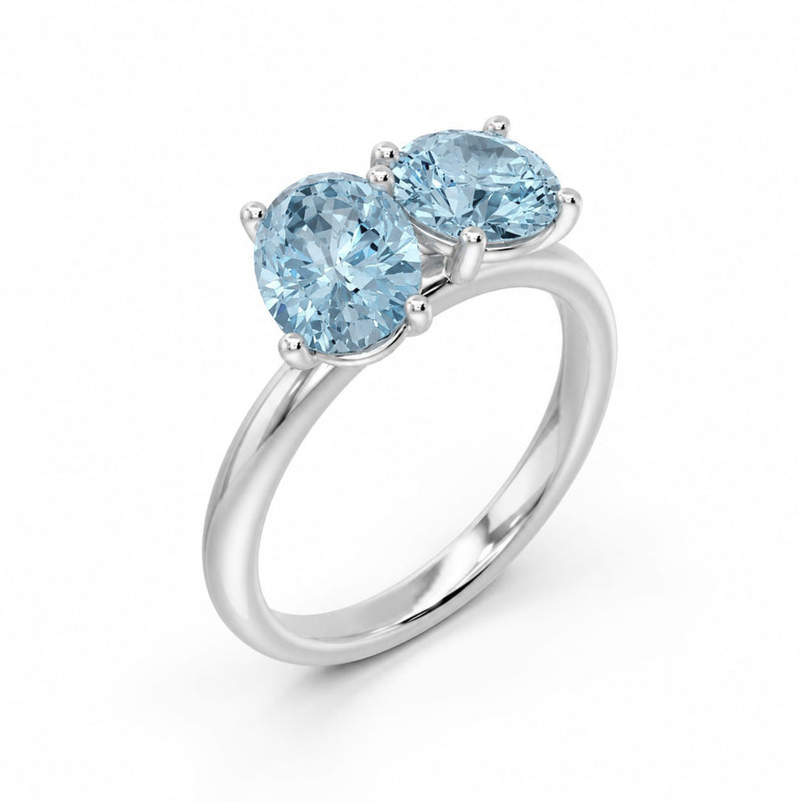 Blue Round and Oval Solitire Ring - 2.55 cts