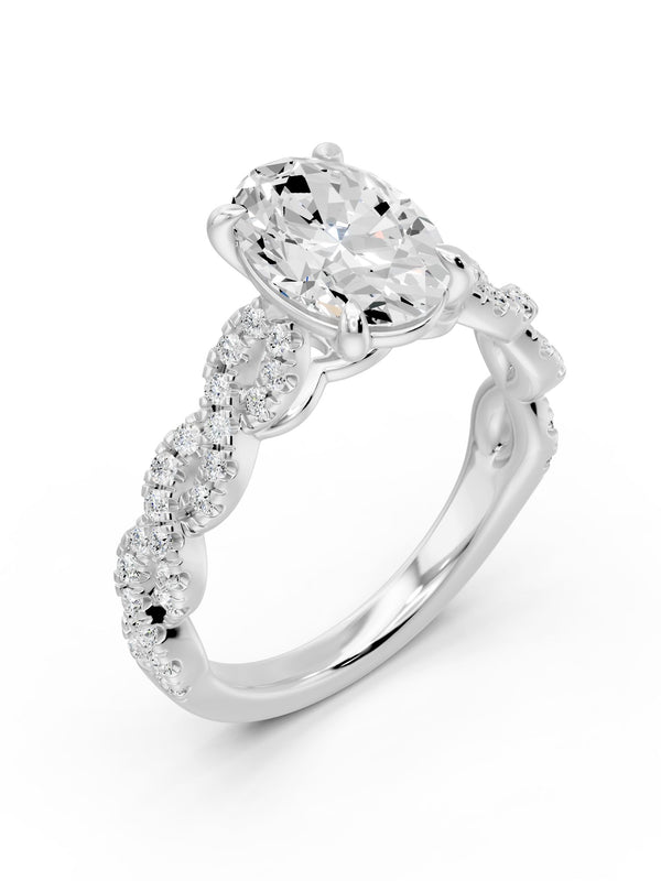 Oval and Twisted Pavé Ring - 2.52 cts