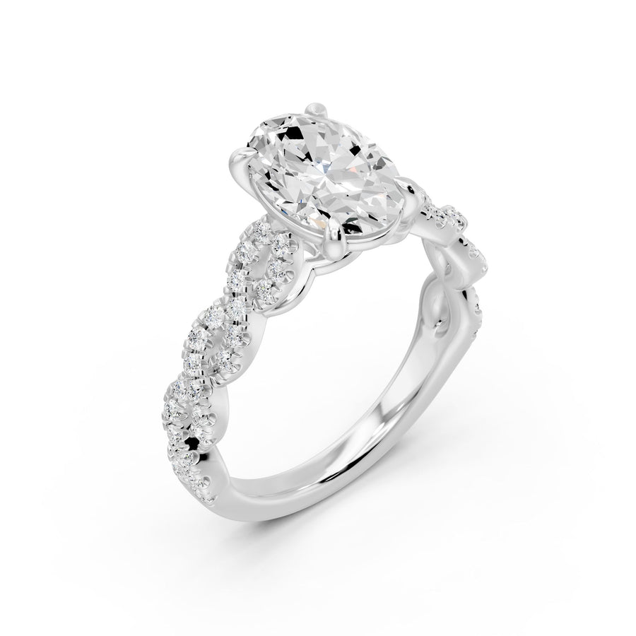 Oval and Twisted Pavé Ring - 2.52 cts