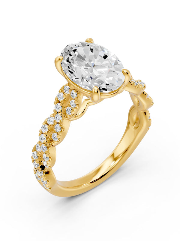 Oval and Twisted Pavé Ring - 3.46 cts