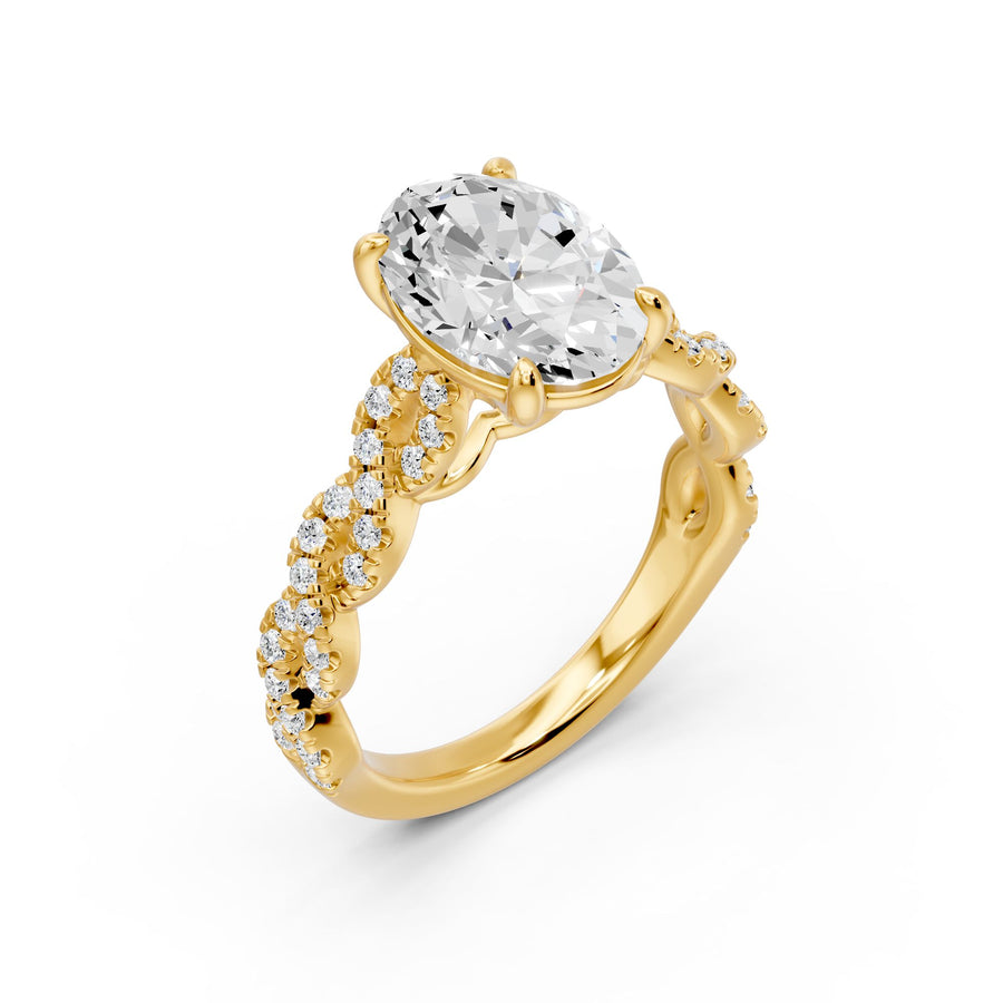 Oval and Twisted Pavé Ring - 3.46 cts
