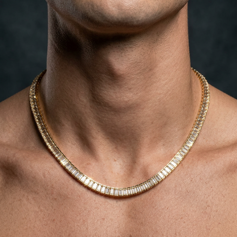 15.49 CTs Baguette Line Necklace