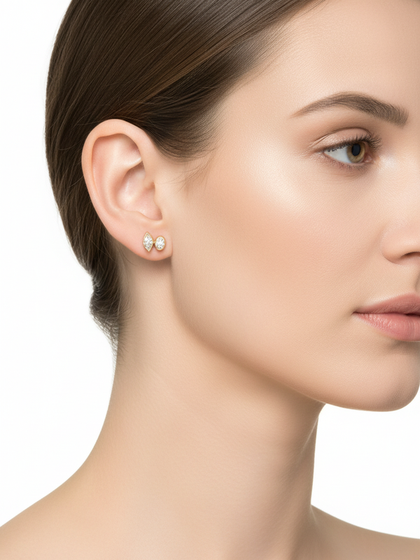 Marquise Grace Duo Earring - Yellow Gold