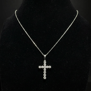 2.13 CTs Cross Pendant - 14k White Gold