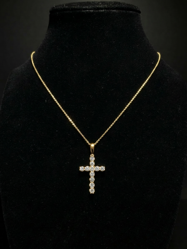 2.13 CTs Cross Pendant - 14k Yellow Gold