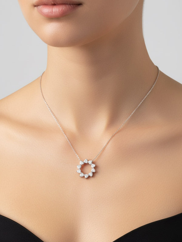 Heart Halo Pendant - White Gold