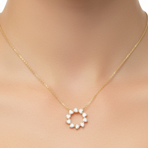 Heart Halo Pendant - Yellow Gold