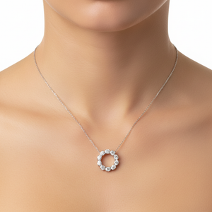 Oval Halo Pendant - White Gold