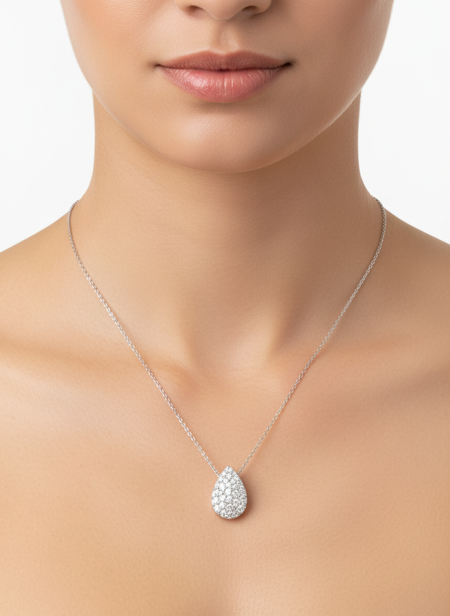 Aurelia Pear Cluster Pendant - White Gold
