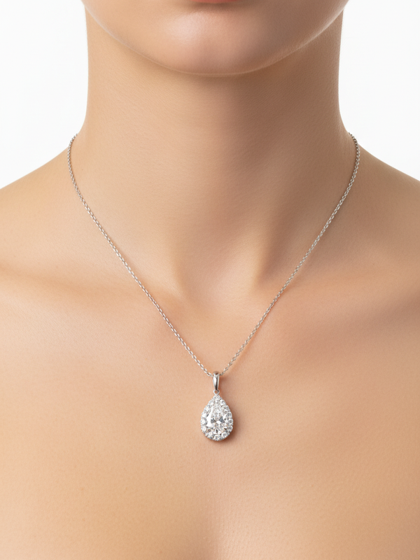 Grace Drop Pendant - White Gold