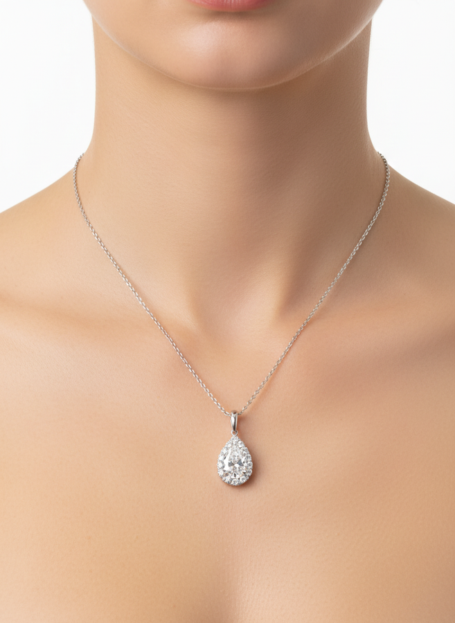 Grace Drop Pendant - White Gold