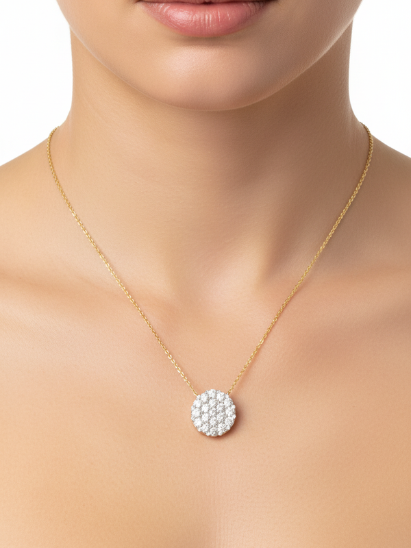 Celeste Round Cluster Pendant - Yellow Gold