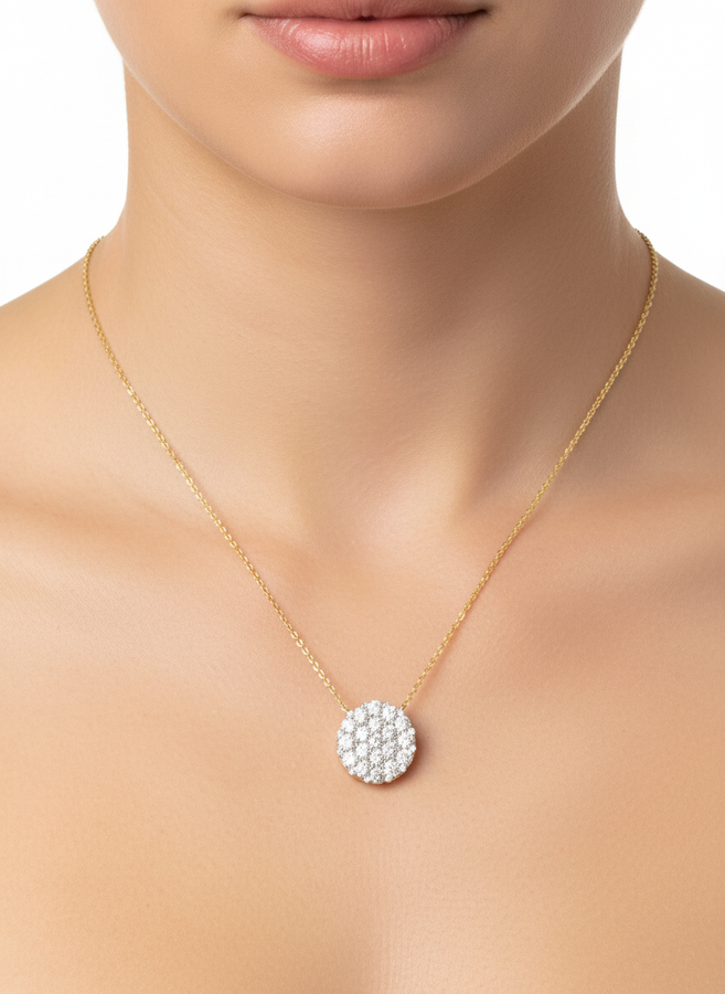 Celeste Round Cluster Pendant - Yellow Gold
