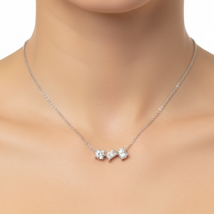 Triple Grace Solitaire Pendant - White Gold
