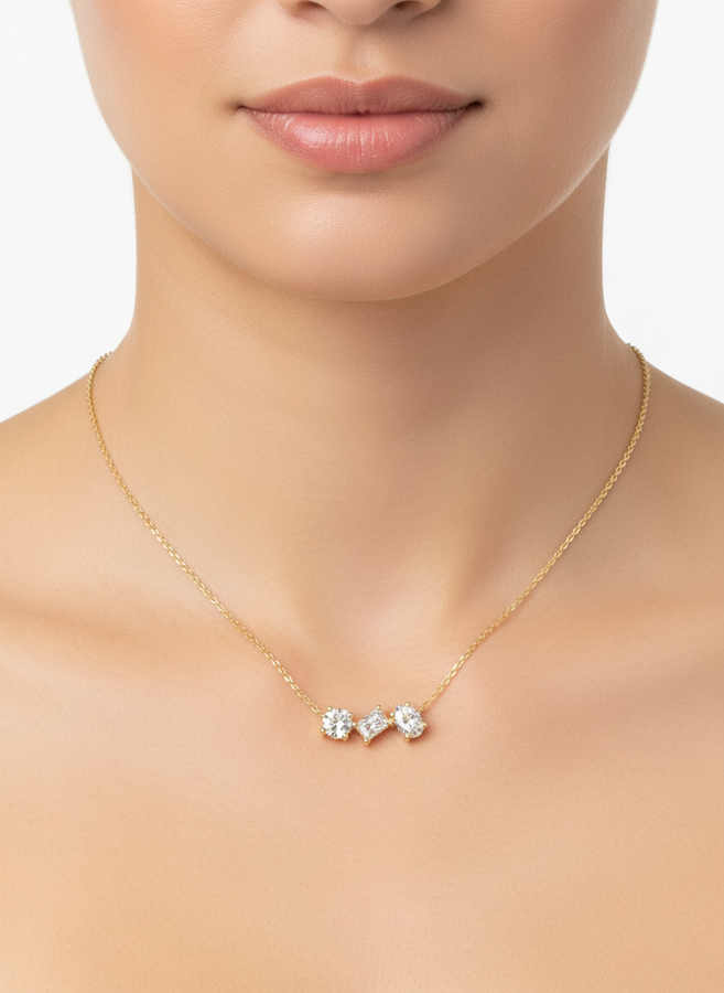 Triple Grace Solitaire Pendant - Yellow Gold